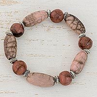 Batik ceramic beaded bracelet,