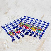 Cotton napkins Belén Bells in Lapis pair Guatemala