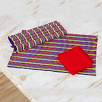 Cotton placemats and napkins Trails of Happiness set of 6 Guatemala