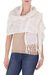 Cotton shawl, 'Beige Embrace' - Handwoven Fringed Cotton Shawl in Beige from Nicaragua thumbail
