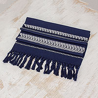 Cotton table runner Midnight Path Guatemala