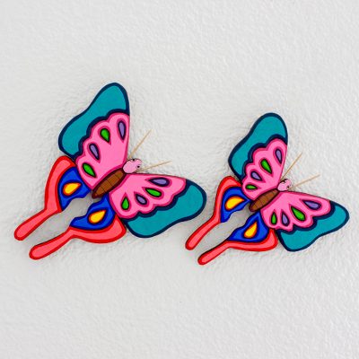 Wood wall sculptures, Beauty in the Air (pair)