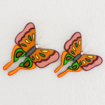 Wood wall sculptures, Friends in Flight (pair)