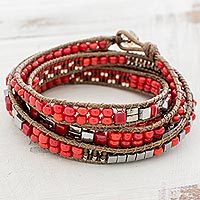 Glass beaded wrap bracelet,