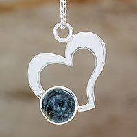 Jade heart pendant necklace,