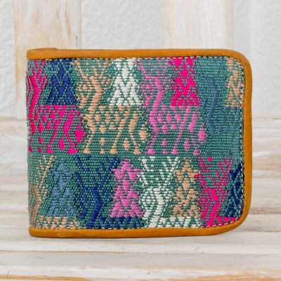 Cotton and leather wallet, Colors of the Meadow
