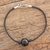 Jade pendant bracelet, 'Beautiful Virtue' - Black Jade Pendant Bracelet from Guatemala thumbail