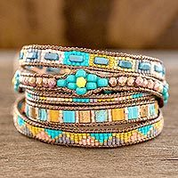 Glass beaded wrap bracelet,