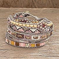 Glass beaded wrap bracelet,