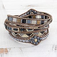 Glass beaded wrap bracelet,