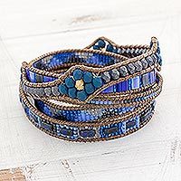 Glass beaded wrap bracelet,