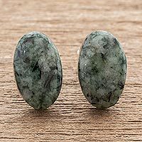 Jade button earrings,