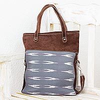 Leather and cotton shoulder bag,