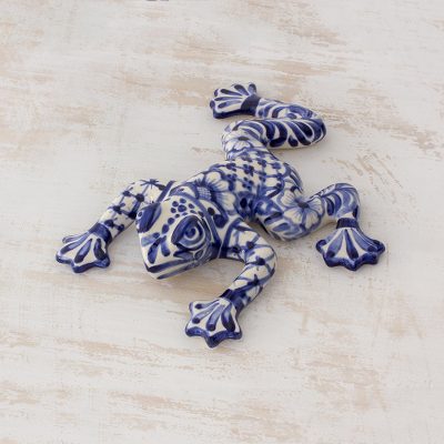 Ceramic figurine, Festive Blue Tree Frog