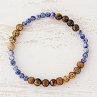 Multi-gemstone beaded stretch bracelet,