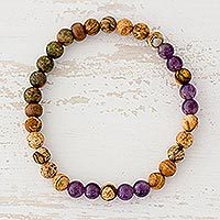 Multi-gemstone beaded stretch bracelet,
