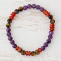 Multi-gemstone beaded stretch bracelet,