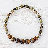 Multi-gemstone beaded stretch bracelet,