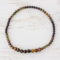 Multi-gemstone beaded stretch anklet,