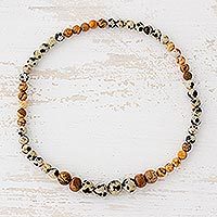 Jasper beaded stretch anklet,