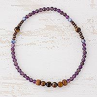 Multi-gemstone beaded stretch anklet,