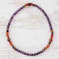 Multi-gemstone beaded stretch anklet,