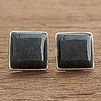 Jade button earrings,
