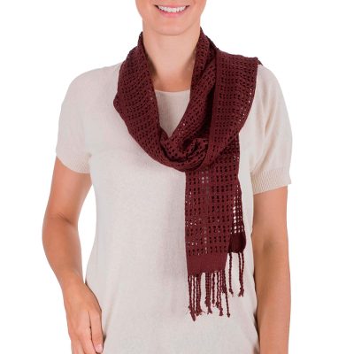 Rayon scarf, Maroon Bliss