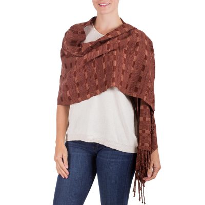 Rayon shawl, Chestnut Weave