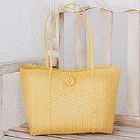 Recycled plastic tote handbag,