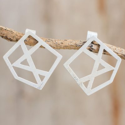 Sterling silver drop earrings, Geometry Beauty