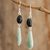 Jade dangle earrings, 'Style of the Maya' - Jade and Silver Dangle Earrings Crafted in Guatemala thumbail