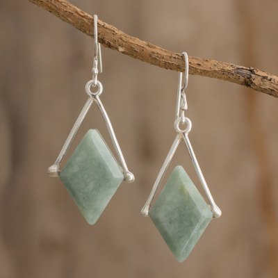 Jade dangle earrings, Vibrant Rhombi