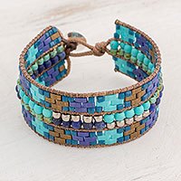 Lapis lazuli beaded wristband bracelet,