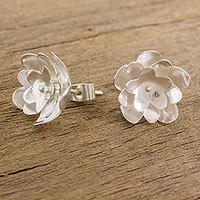 Sterling silver button earrings,