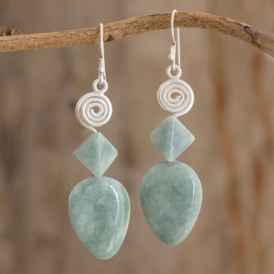 Jade dangle earrings, Bright and Noble