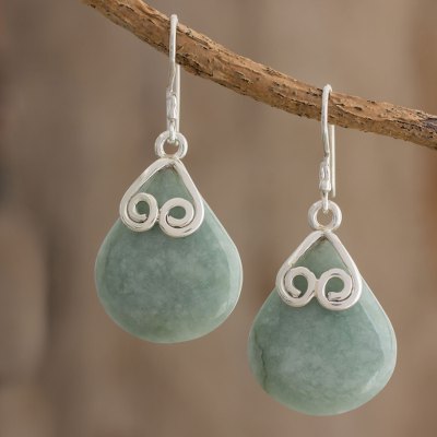 Jade dangle earrings, Love Beneath the Rain