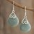 Jade dangle earrings, 'Love Beneath the Rain' - Drop-Shaped Jade and Silver Dangle Earrings from Guatemala thumbail