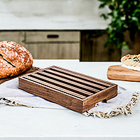 Wood bread board, 'Homey Kitchen' - Alder Wood Bread Board and Trivet from Guatemala