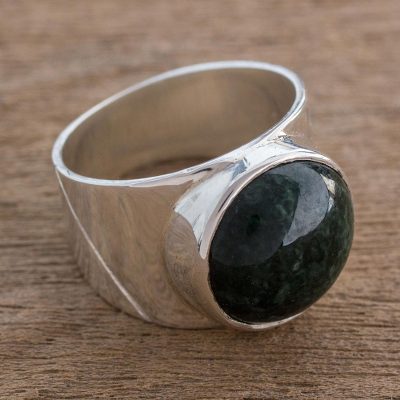 Jade dome ring, Living Energy in Dark Green