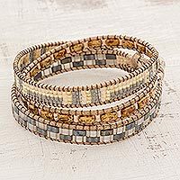 Glass beaded wrap bracelet,