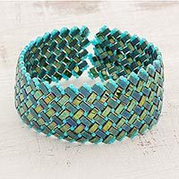 Glass beaded wristband bracelet,
