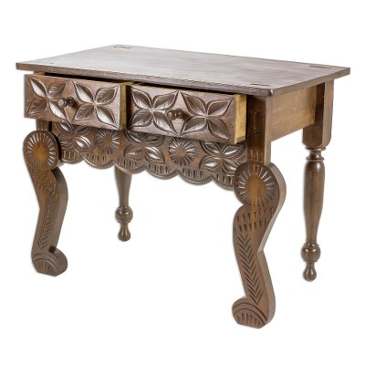 Wood console table, 'Esteemed' - Handcrafted Pinewood Console Table from Guatemala