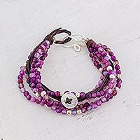 Fine silver and amethyst beaded bracelet,