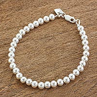 Featured review for Sterling silver beaded bracelet, Beauty in Simplicity