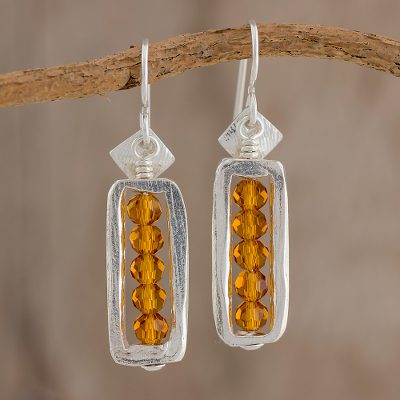 Fine silver and crystal dangle earrings, Beauty Without End