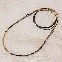 Wood and recycled paper beaded necklace,