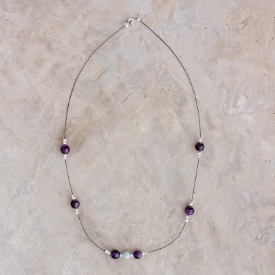 Amethyst and jade beaded necklace, Amorous Purple