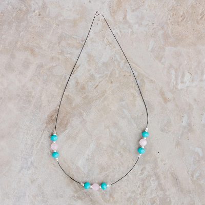 Rose quartz and crystal beaded necklace, Delicacy