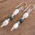 Jade and cultured pearl dangle earrings, 'Fascinating Elegance' - Jade and Pearl Dangle Earrings from Guatemala (image 2b) thumbail